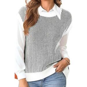 Evaless NWT (bag) | black & white sleeveless sweater vest | size Large